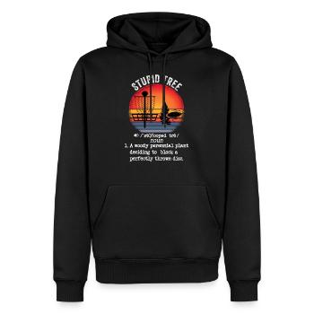 Stupid Tree Disc Golf Gift Frisbee Vintage - Men’s Premium Organic Hoodie - black - Front - Nico (187cm)