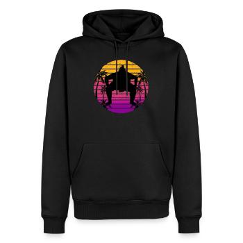 Sumo lutteur Retro Sunset cadeau - Sweat à capuche Premium bio Homme - noir - Devant - Nico (187cm)