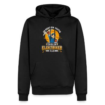 Cooler Elektriker Beruf Lustiger Sprüche - Männer Premium Bio Hoodie - Schwarz - Vorne - Nico (187cm)