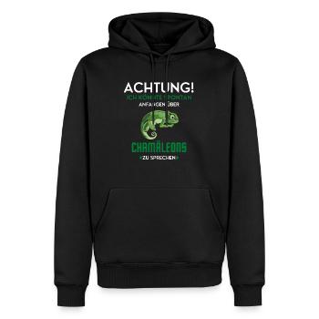 Achtung! Chamäleon Tiere Hobby Interesse Reptilien - Männer Premium Bio Hoodie - Schwarz - Vorne - Nico (187cm)