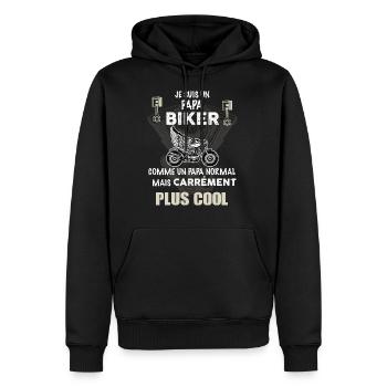 Papa biker motard moto - Sweat à capuche Premium bio Homme - noir - Devant - Nico (187cm)
