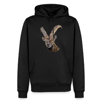 Scherenschnitt Tier Portrait Tierzeichen Steinbock - Männer Premium Bio Hoodie - Schwarz - Vorne - Nico (187cm)
