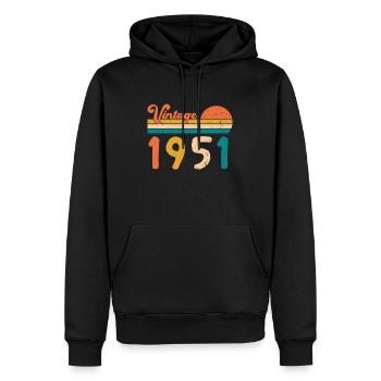 Cadeaux d'anniversaire Vintage 1951 en édition limitée - Sweat à capuche Premium bio Homme - noir - Devant - Nico (187cm)
