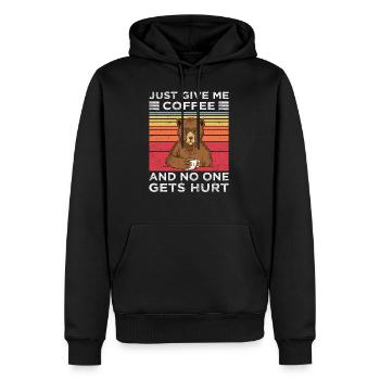 Kaffee Lustiger Bär Vintage Kaffeespruch - Männer Premium Bio Hoodie - Schwarz - Vorne - Nico (187cm)
