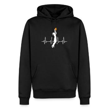 Basketball Heartbeat Geschenk für Frauen und - Männer Premium Bio Hoodie - Schwarz - Vorne - Nico (187cm)