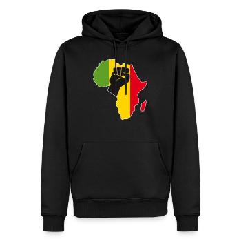 Love Africa Carte Pan African Colors Raised Fist - Sweat à capuche Premium bio Homme - noir - Devant - Nico (187cm)