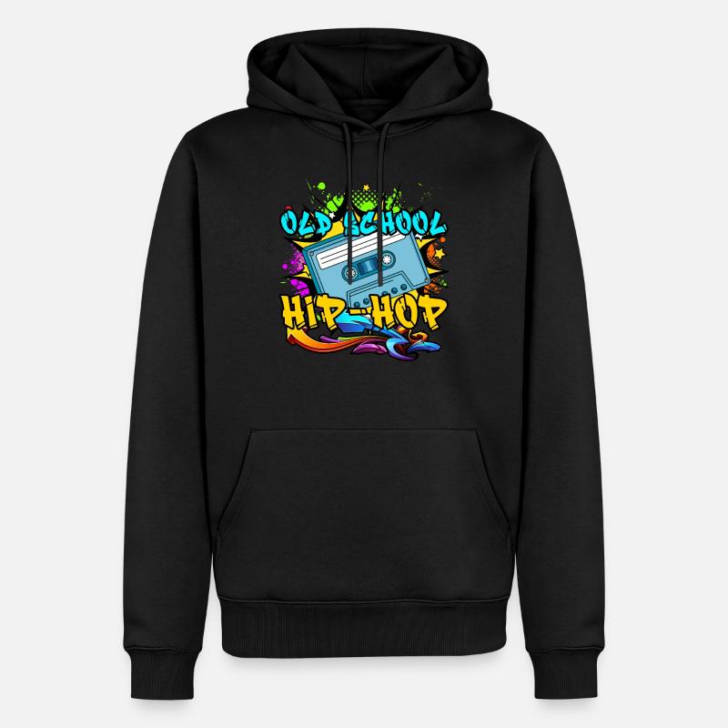 Old School Hip Hop 80s 90s Graffiti cassette - Sweat à capuche Premium bio Homme - noir