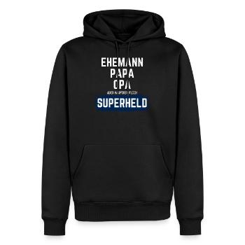 Hauptberuflicher Superheld Ehemann, Papa, Opa - Männer Premium Bio Hoodie - Schwarz - Vorne - Nico (187cm)