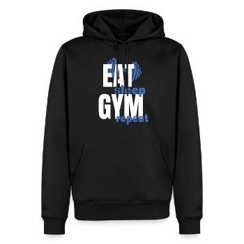 Sport Sportler Bodybuilder Fitnesstudio - Männer Premium Bio Hoodie - Schwarz - Vorne - Nico (187cm)