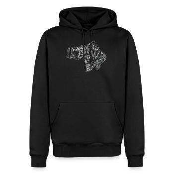 Für richtige Angler - Motiv Barsch Skelett - Männer Premium Bio Hoodie - Schwarz - Vorne - Nico (187cm)