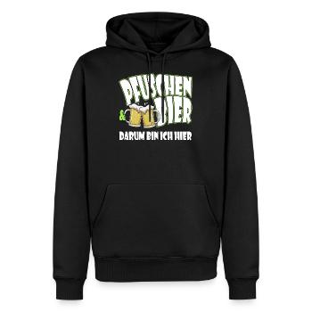 Pfuschen und Bier darum bin mich hier - Pfuscher - Männer Premium Bio Hoodie - Schwarz - Vorne - Nico (187cm)