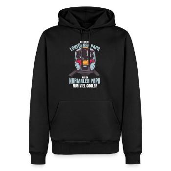 Lokführer Papa Zugführer Eisenbahn Geschenk - Männer Premium Bio Hoodie - Schwarz - Vorne - Nico (187cm)