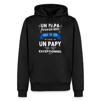 Papa formidable, papy exceptionnel - Sweat à capuche Premium bio Homme - noir - Devant - Nico (187cm)