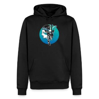 Visage de femme indienne - old school mandala - Sweat à capuche Premium bio Homme - noir - Devant - Nico (187cm)