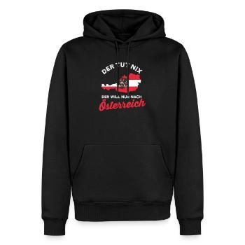 österreich Urlaub Lustig Geschenk Austria Flagge - Männer Premium Bio Hoodie - Schwarz - Vorne - Nico (187cm)