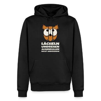 Lächeln Umdrehen Augenrollen Nicht Andersrum Eule - Männer Premium Bio Hoodie - Schwarz - Vorne - Nico (187cm)