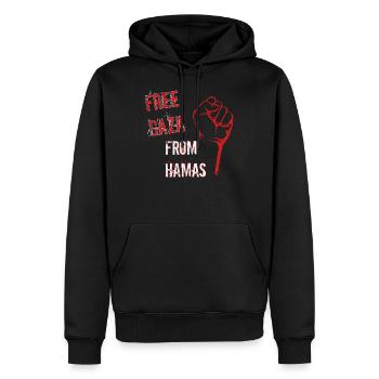 free gaza from - Sweat à capuche Premium bio Homme - noir - Devant - Nico (187cm)