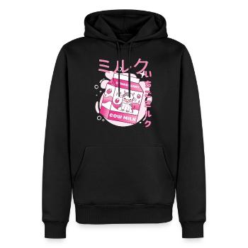 Kawaii Erdbeer Kuh Milch Strawberry Vaporwave - Männer Premium Bio Hoodie - Schwarz - Vorne - Nico (187cm)