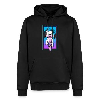 Bear Biker Riding A Bicycle Mountain Bike Kawaii - Men’s Premium Organic Hoodie - black - Front - Nico (187cm)