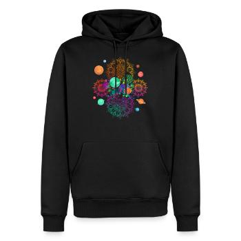 Mandala Psychedelic - Männer Premium Bio Hoodie - Schwarz - Vorne - Nico (187cm)