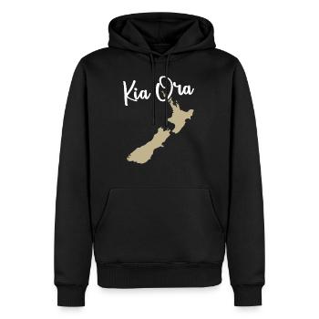 Kia Ora - Carte de la Nouvelle-Zélande - Sweat à capuche Premium bio Homme - noir - Devant - Nico (187cm)
