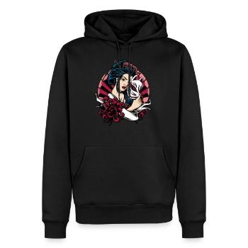 Anime Geisha Kimono Kitsune Mask Yokai Aesthetic - Männer Premium Bio Hoodie - Schwarz - Vorne - Nico (187cm)