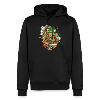 Dragon De Ramen Dans Daruma Bowl Vaporwave Kanagawa - Sweat à capuche Premium bio Homme - noir - Devant - Nico (187cm)
