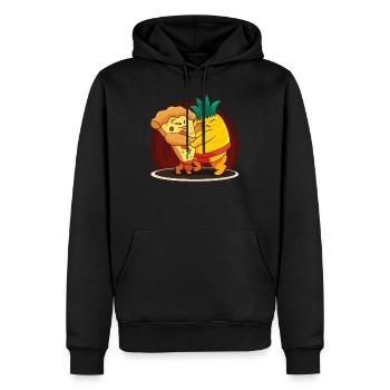 Drôle japonais Sumo Ananas Hawaiian Pizza Amer - Sweat à capuche Premium bio Homme - noir - Devant - Nico (187cm)
