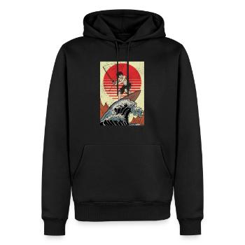Surfer Anime Boy Pêche Kanagawa Pêche - Sweat à capuche Premium bio Homme - noir - Devant - Nico (187cm)