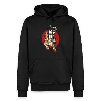 Tiger Maneki Neko Lucky chat japonais Aesthetic - Sweat à capuche Premium bio Homme - noir - Devant - Nico (187cm)