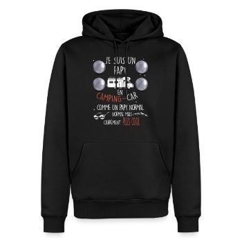 Camping car et pétanque, papy cool - Sweat à capuche Premium bio Homme - noir - Devant - Nico (187cm)