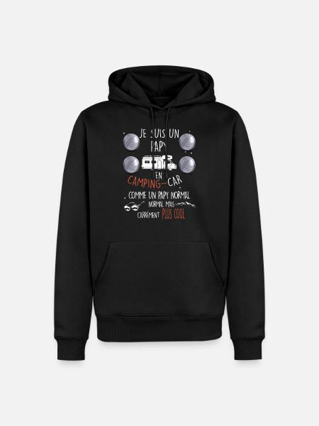 Camping car et pétanque, papy cool - Sweat à capuche Premium bio Homme - noir