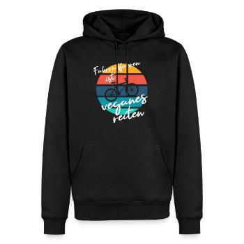 Fahrrad Vegan Reiten Retro - Männer Premium Bio Hoodie - Schwarz - Vorne - Nico (187cm)