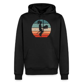 Hobby Horsing Mädchen reitet auf Steckenpferd - Männer Premium Bio Hoodie - Schwarz - Vorne - Nico (187cm)