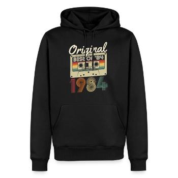 Original 1984 naissance naissance rétro anniversaire - Sweat à capuche Premium bio Homme - noir - Devant - Nico (187cm)