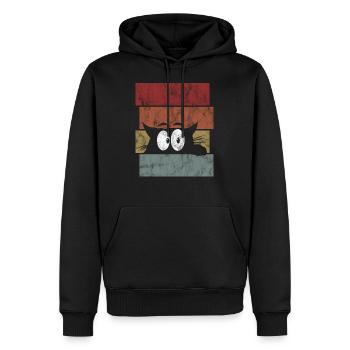 Chat chat rétro chat miau chat - Sweat à capuche Premium bio Homme - noir - Devant - Nico (187cm)