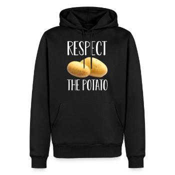 Pommes de terre- Légumes-racines-Pun Frites - Sweat à capuche Premium bio Homme - noir - Devant - Nico (187cm)