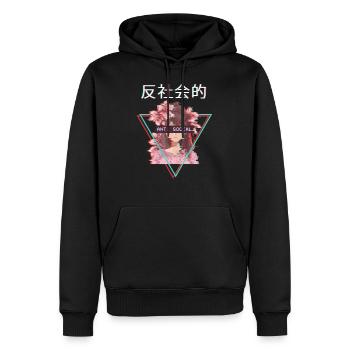 Antisocial Anime Girl Waifu Vaporwave Aesthetic - Sweat à capuche Premium bio Homme - noir - Devant - Nico (187cm)