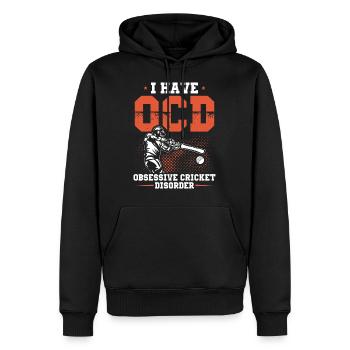Cricket Sprüche | Cricket Spieler Team Geschenke - Männer Premium Bio Hoodie - Schwarz - Vorne - Nico (187cm)