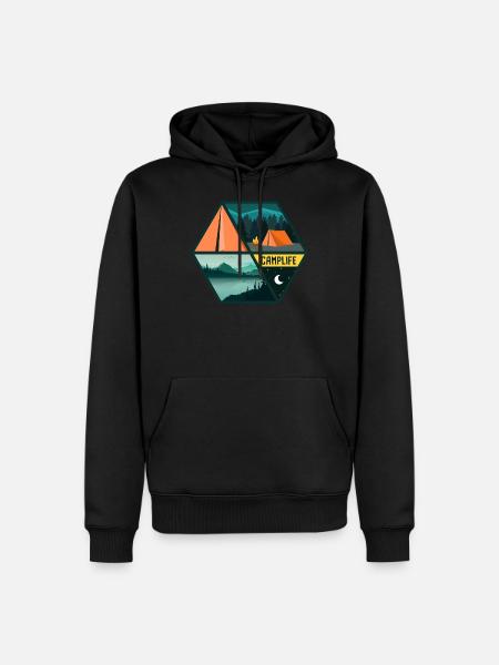 Camping Camper Outdoor Tent - Men’s Premium Organic Hoodie - black