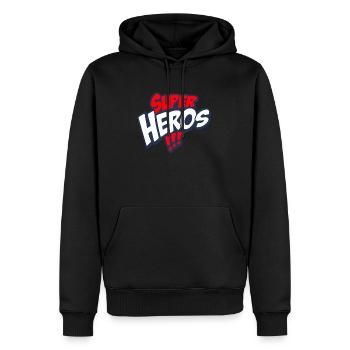 Super Heros!!! - Männer Premium Bio Hoodie - Schwarz - Vorne - Nico (187cm)