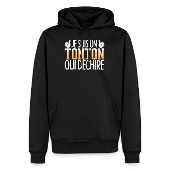 je suis un tonton qui déchire cadeau anniversaire - Sweat à capuche Premium bio Homme - noir - Devant - Nico (187cm)