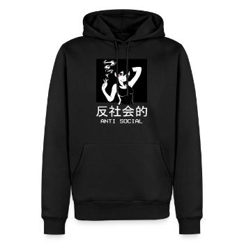 Antisocial Anime Girl Waifu Japanese Manga Weeb - Sweat à capuche Premium bio Homme - noir - Devant - Nico (187cm)