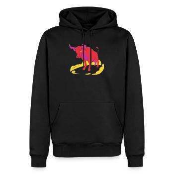 Signe astrologique taureau ♉️ - Sweat à capuche Premium bio Homme - noir - Devant - Nico (187cm)