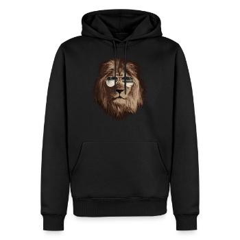 Cooler Löwe in coolen Schattierungen - Männer Premium Bio Hoodie - Schwarz - Vorne - Nico (187cm)