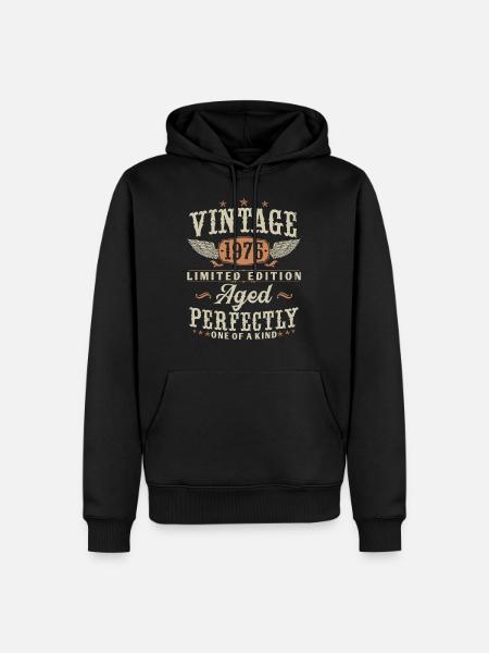 Jahrgang 1976 geboren Vintage Geburtstag Geschenk - Herre Premium økologisk hoodie - sort