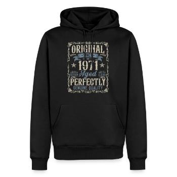 Né 1971 Original Vintage Anniversaire - Sweat à capuche Premium bio Homme - noir - Devant - Nico (187cm)