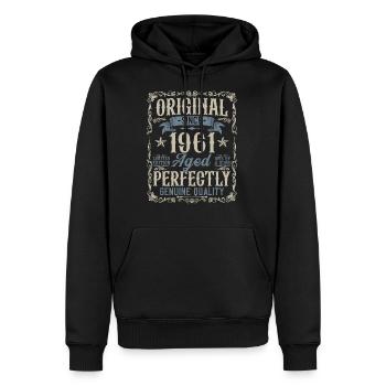 Jahrgang 1961 geboren Original Vintage Geburtstag - Männer Premium Bio Hoodie - Schwarz - Vorne - Nico (187cm)