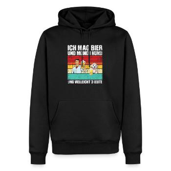 Ich mag Bier und meinen Hund und 3 Leute - Männer Premium Bio Hoodie - Schwarz - Vorne - Nico (187cm)