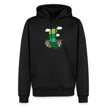 Cottagecore Aesthetic Kawaii Frosch Pile Pilz - Männer Premium Bio Hoodie - Schwarz - Vorne - Nico (187cm)